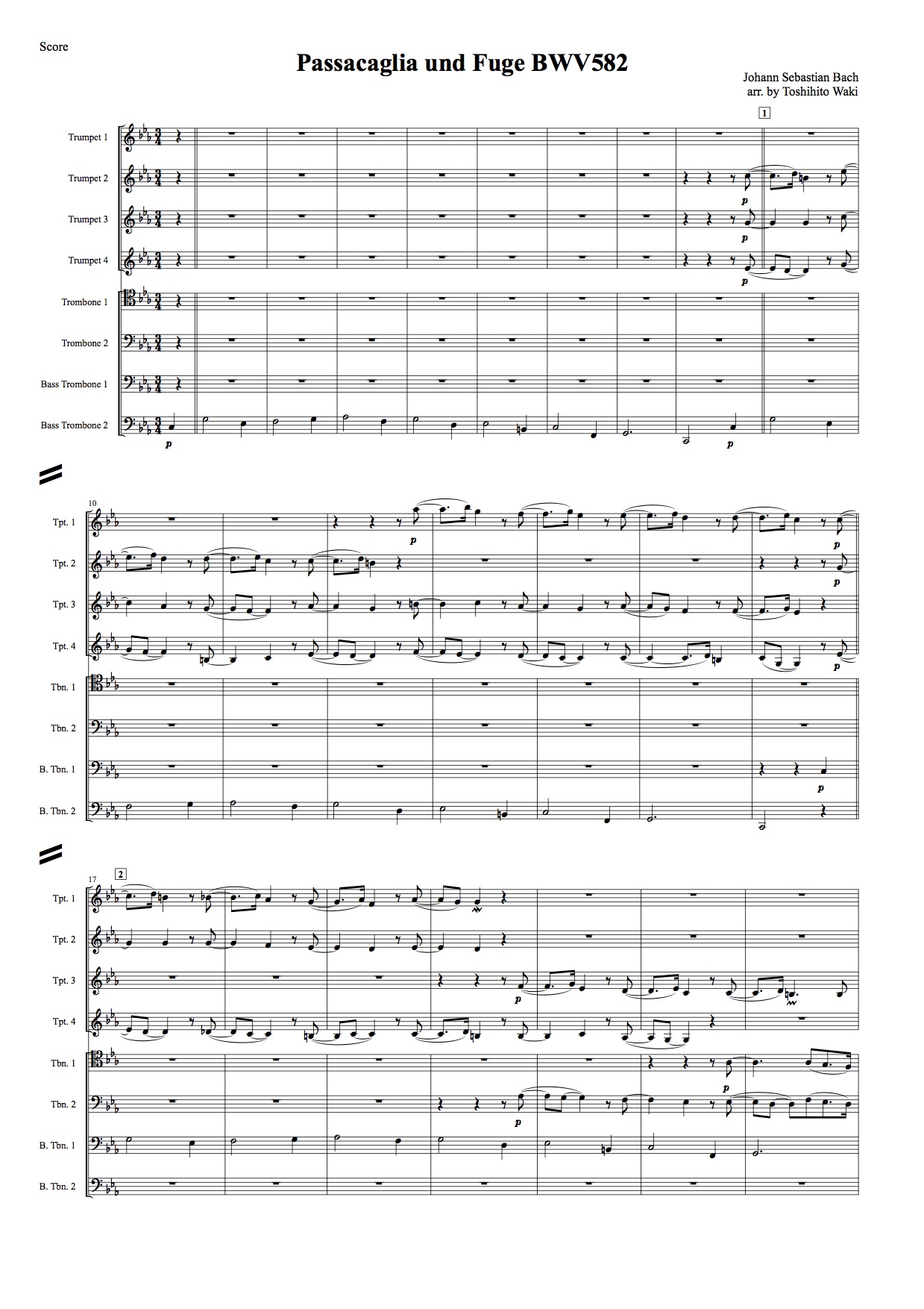 パッサカリアとフーガ BWV582 (バッハ) 金管八重奏 | 金管アンサンブル 