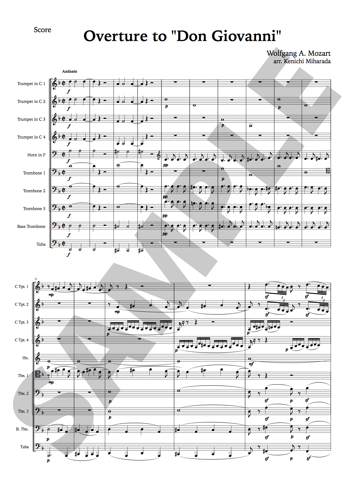 ドン・ジョヴァンニ」序曲 (モーツァルト) 金管十重奏 | 金管アンサンブル楽譜 | NABEO Music Library